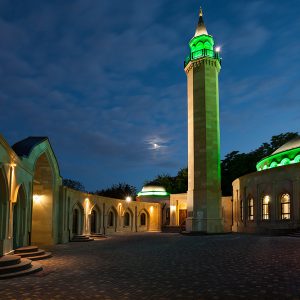 Evening view of Ar Rahma mosque in Kiev, Ukraine